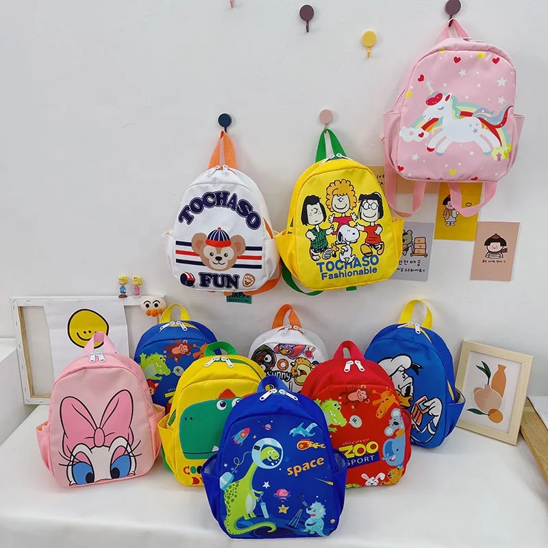

Backpack 2021 Summer New Canvas Cute Animal Boys Girls Kindergarten Backpack School Bags