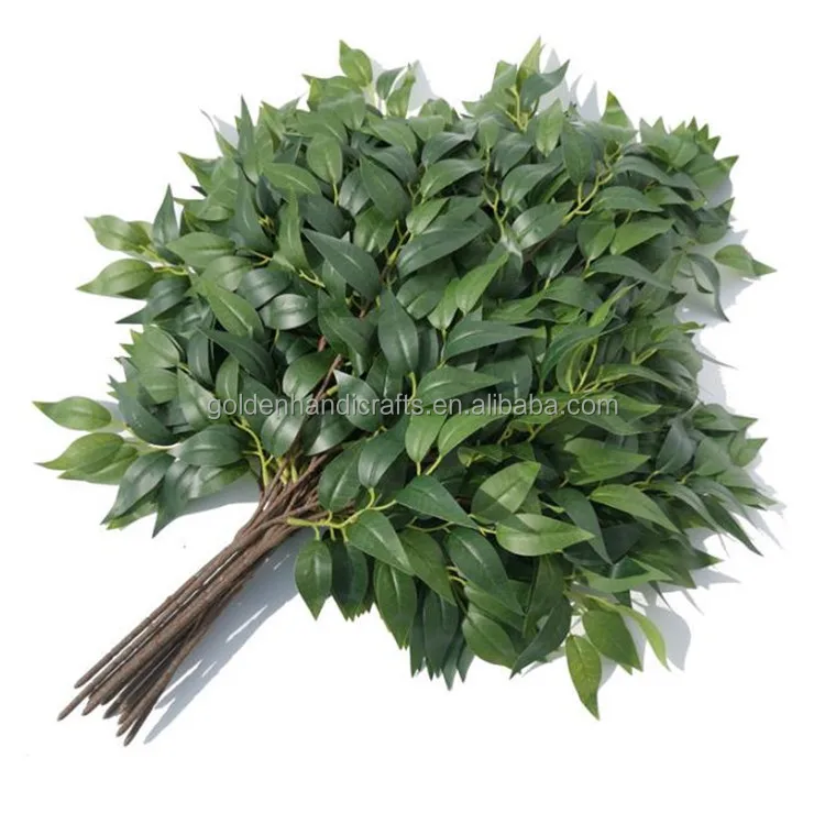 

QSLH-CF116 Hot sale Artificial Leaves Green Plants Silk Greenery Ficus Leaves Artificial Plants Banyan Tree Leaves for Wedding