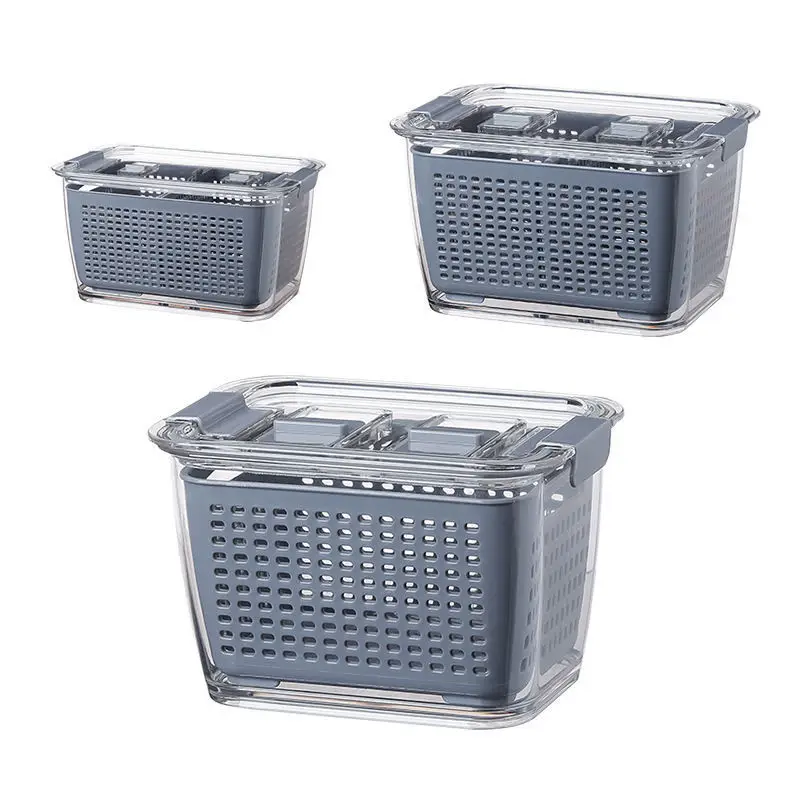 

2021 new kitchen vegetables storage containers with strainer boxes drawers basket racks holders