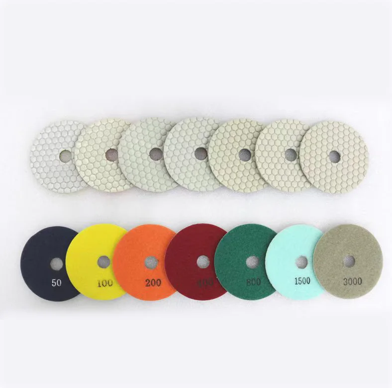 4''/100mm 7-Steps White Color Resin Diamond Dry Polishing Pads 4inch for Stone Buffing Pads Diamond Grinding Disc