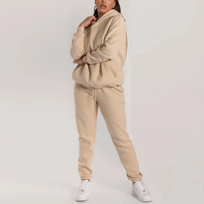 

Loose Hoodies For Women Winter Long Sleeve Women's Trousers Solid Color Pencil Pants Two Piece Set Tracksuits Clothing, Beige,black,darkgray,lightgrey