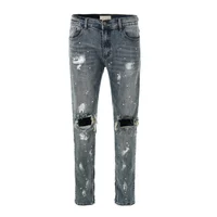 

OEM fashion bulk wholesale china new style boys pants mens skinny ripped distressed splash denim trousers blue jeans