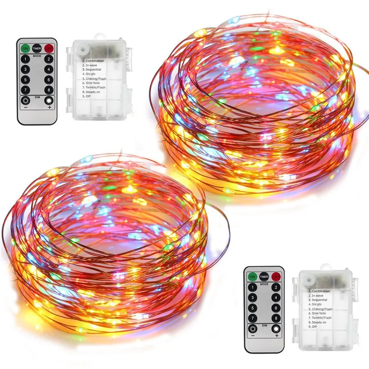 Remote Control 16 Color Changing Multi Function Micro LED Copper Wire String Lights