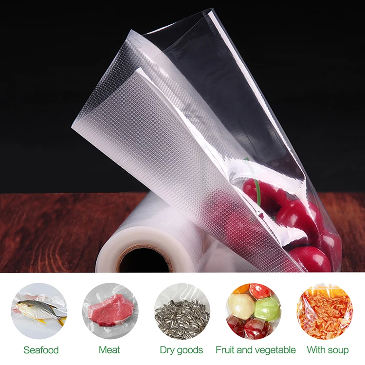 
Embossed Food Grade Plastic Vacuum Bags Rolls For Vacuum Sealer Sous Vide and Food Storage 