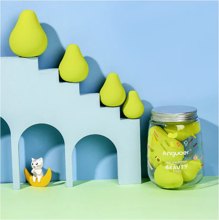 

Popular 4PCS/Box Fruit Avocado Peach Lemon Shape Beauty Facial Foundation Blending Makeup Sponge Set Makeup Tools