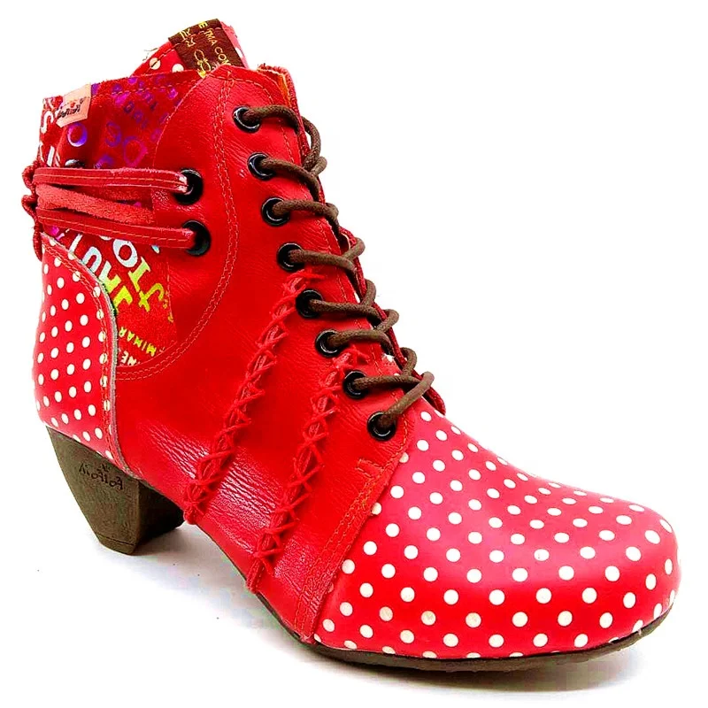 Winter Red Leather Women's Fashion Leather Boots Polka Dot Heel Dancing  Shoes In Stock - Buy Woman Boots,Leather Boots,Classy Leather Boots Product  on 