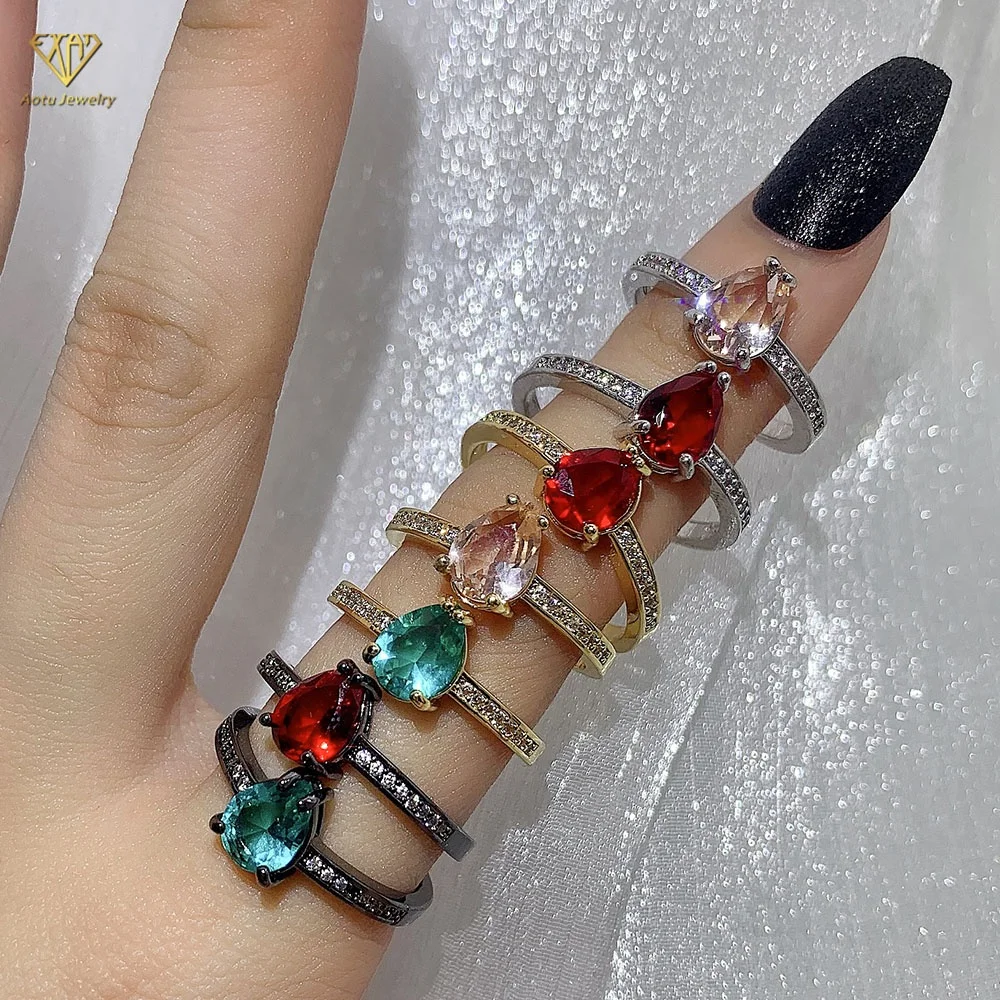 

Iced Out Multi Color Ring Jewelry CZ 18k Gold Plated Cubic Zirconia Diamond Ring