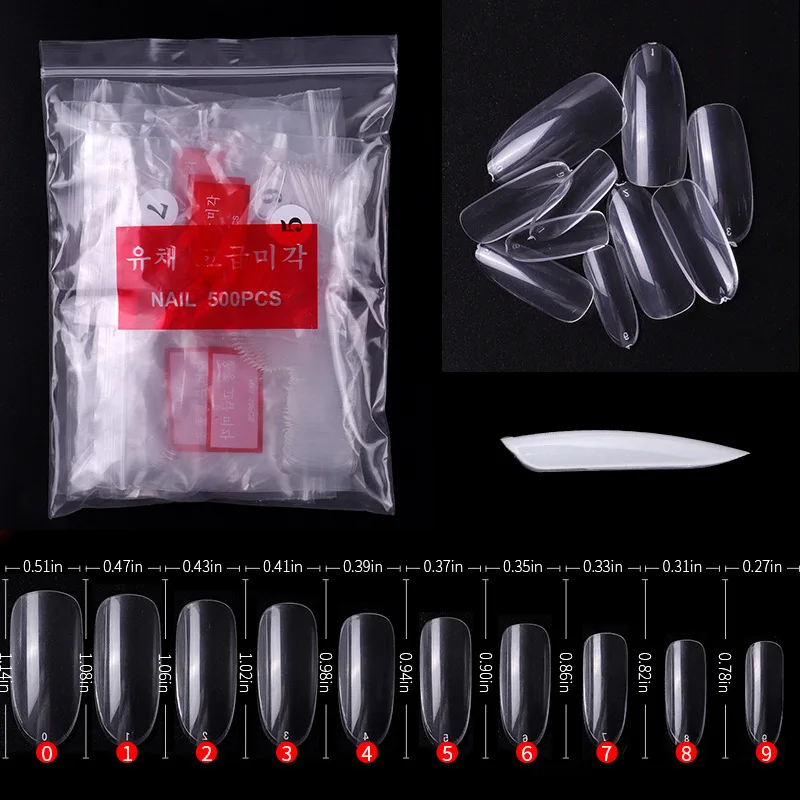 

Wholesale Long Clear Press On 500Pcs Soft Gel False French Full Coverage Almond Extended Oval Premium Nail Tips