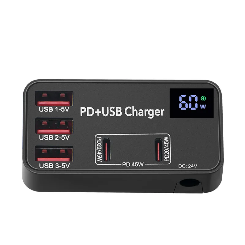 Factory Outlet Travel Universal USB Wall Fast Charging 60W Adapter Black PD45W Mini Portable Mobile Phone Multifunction Charger