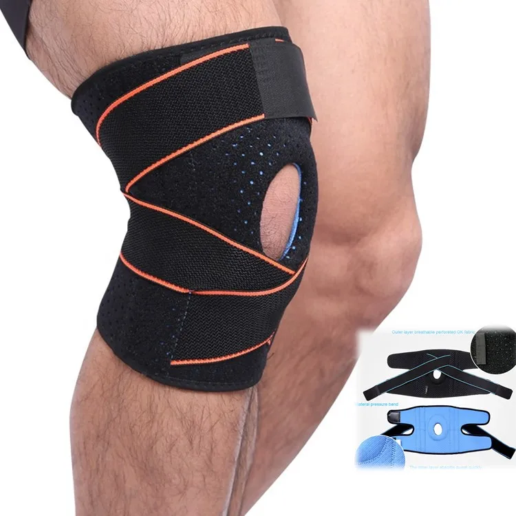 

Adjustable Knee Brace Compression Knee Brace With Silicon Straps for Fitness