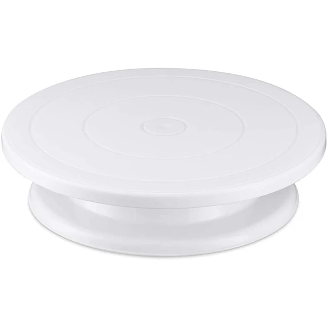 

DUMO 11 Inch White Durable Plastic Stand Cake Decorating Supplies Rotating Cake Turntable