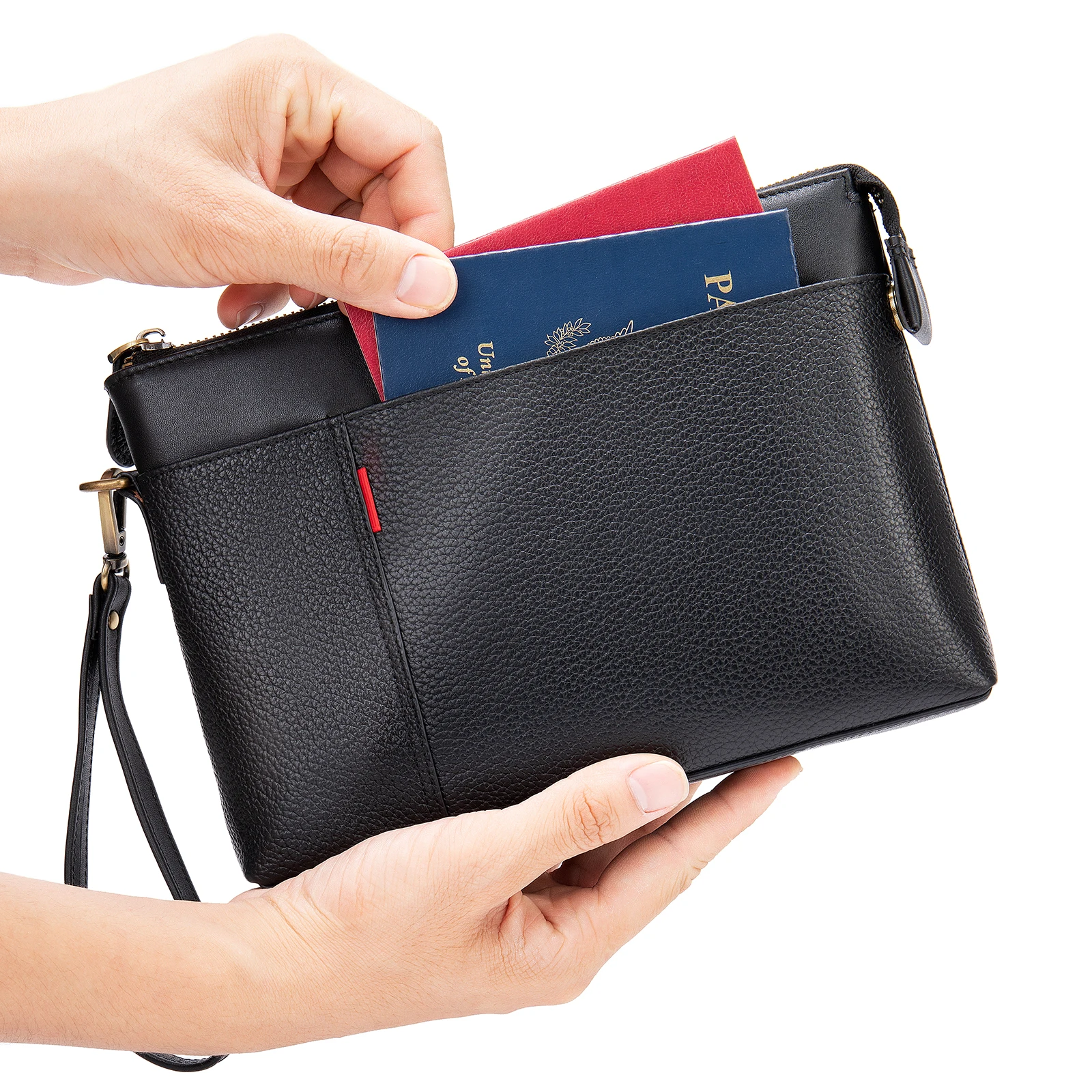 

Black business clutch bag 7452 genuine leather vintage clutch wallet for men
