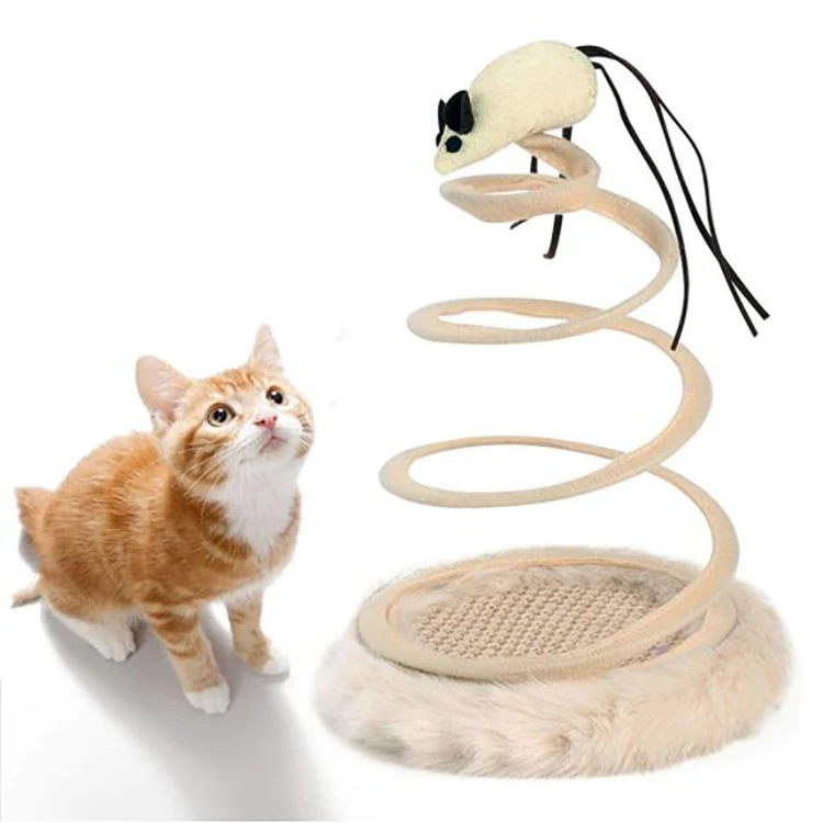 

Spring Rotating Creative Toy Cat Plush Interactive Cat Toy with Mouse Cat Toys Exercise, Picture