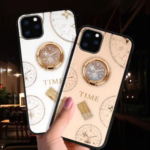 3D Shiny Crystal Diamond Tempered Glass Back Mobile Phone Case With Soft Silicone Bumper For Iphone11 Case