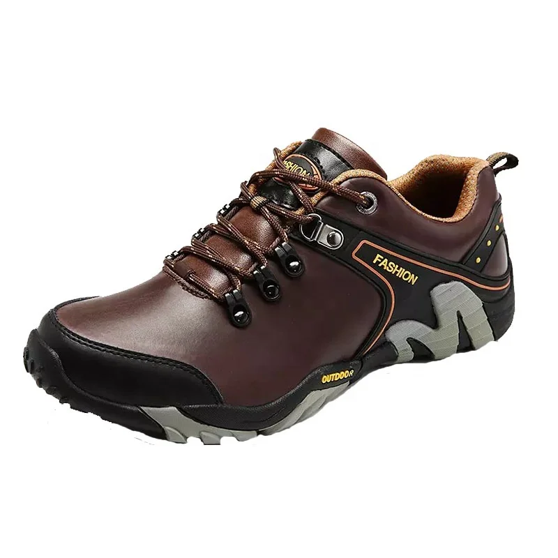 

dropshipping outdoor sport shoes men genuine leather climbing hiking trekking fashion sneakers jogging men shoes