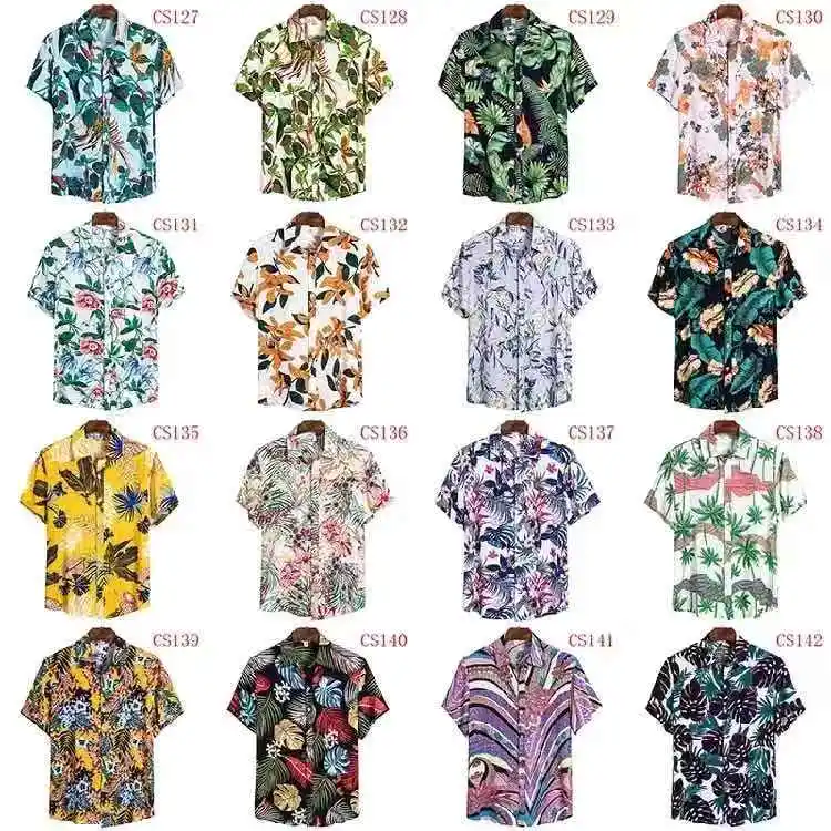 

2021 summer Amazon cross-border trade shirt printing casual men's short-sleeved shirt lapel men's shirt wholesale