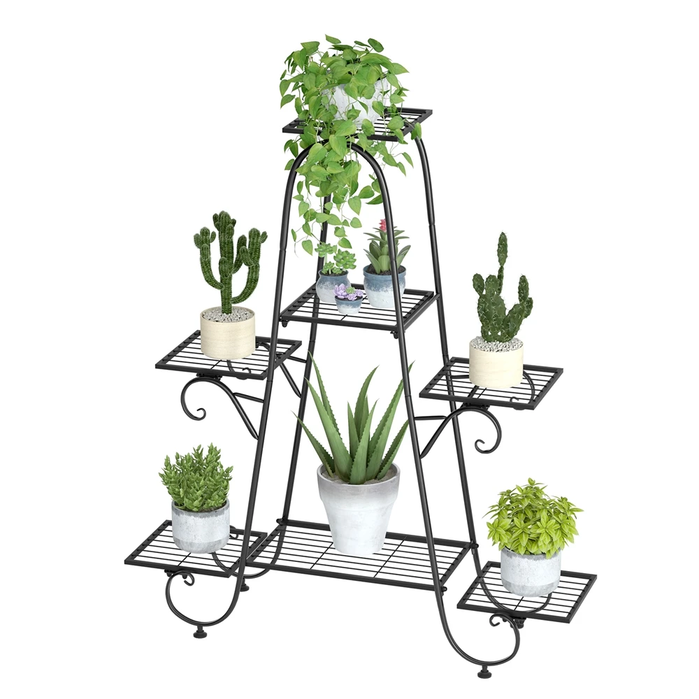 

7 Tier Metal Plant Stand Indoor Outdoor Garden Corner Plant Pot Holder Decorative Flower Display Rack For Home Patio