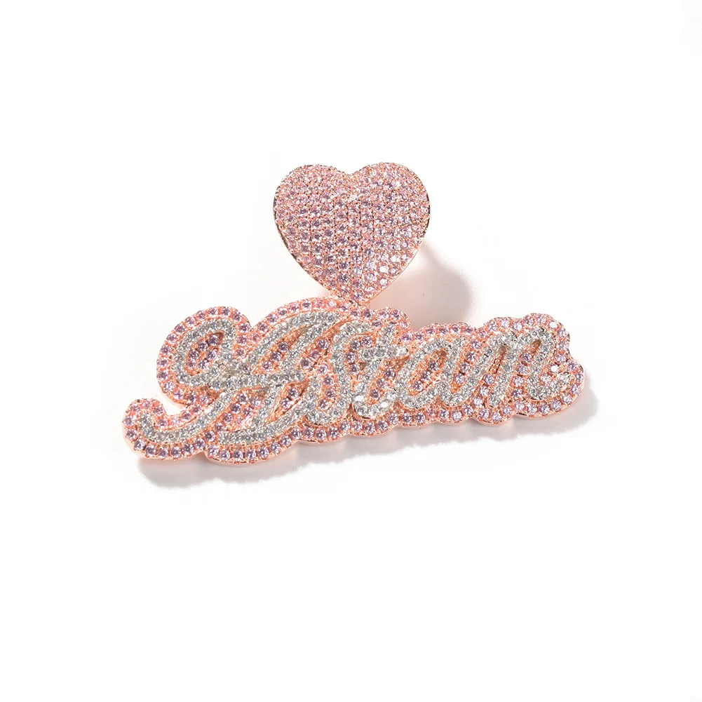 

Dr. Jewelry New Model Double Colors Heart Clasp Iced Out Diamond Zirconia 26 Letters Customize Name Custom Jewelry, See picture