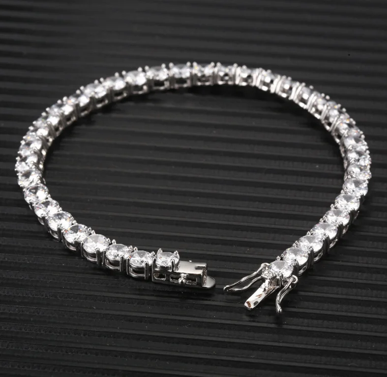 

XuQian Wholesale New Hip Hop 3mm 4mm 5mm Single Row Zircon Chain Bracelets