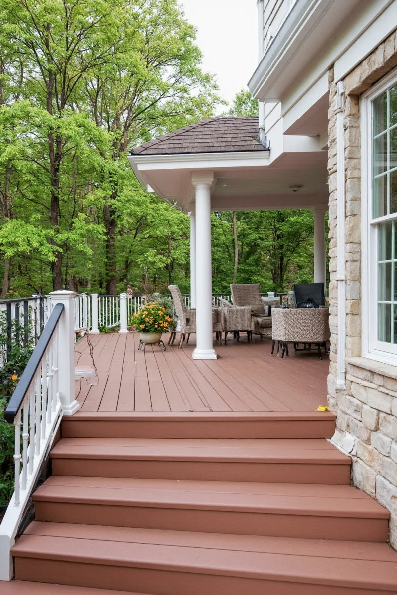 Modern outdoor furniture on Trex deck