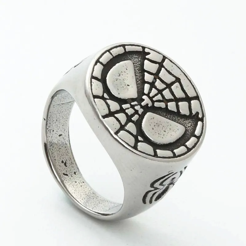 

Fashionable Retro Punk Faith Stainless Steel Spiderman Rings For Men, Sliver