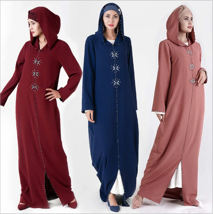 

Women hooded muslim abaya morocco modest women islamic clothing, Navy