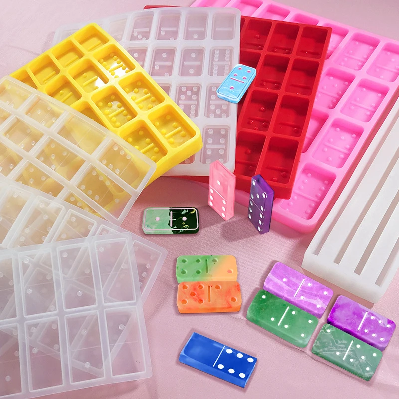 

D002 Shiny Resin DIY handmade Dominoes Game Mould Set Of 28 Silicone Domino Mold, Customized color