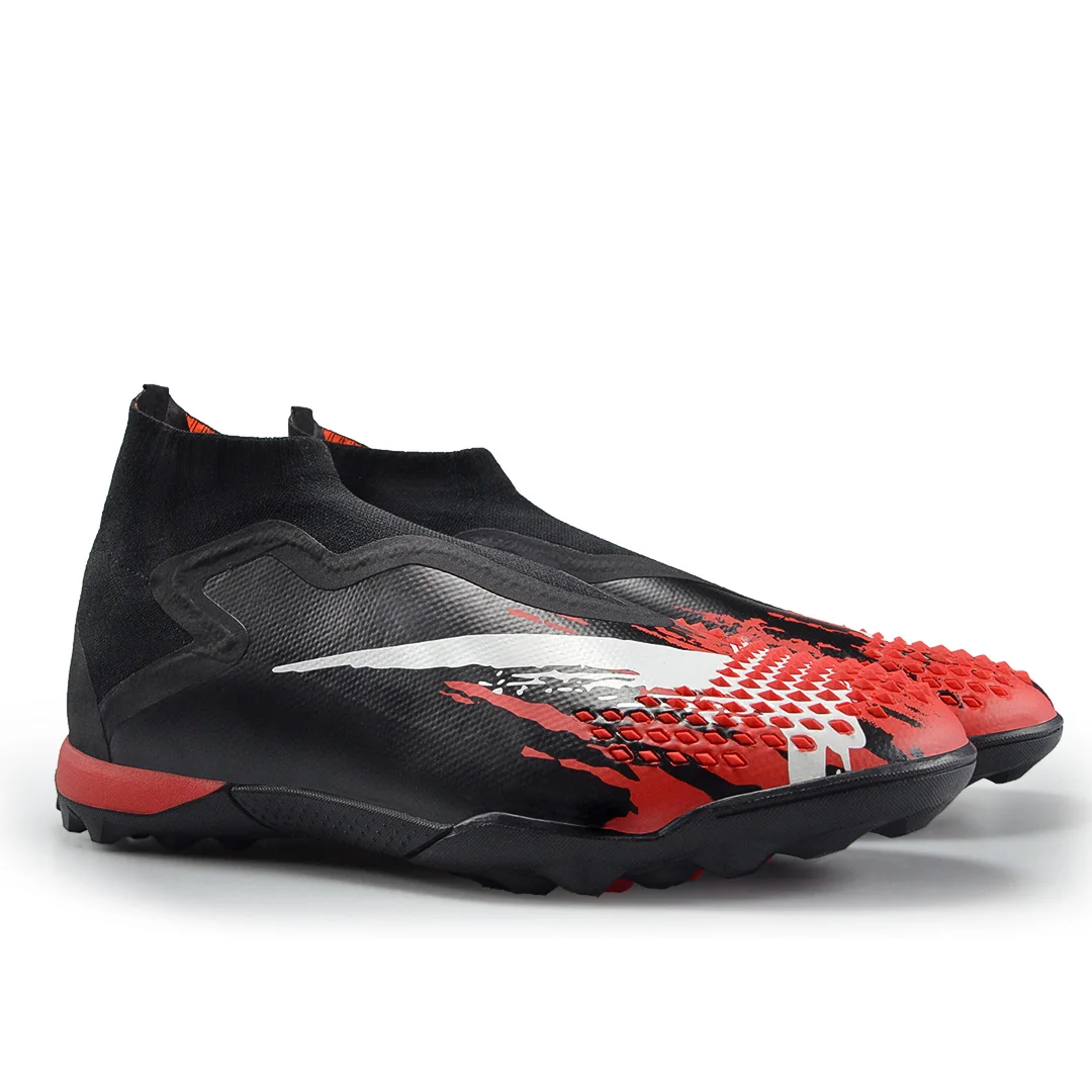 

Branded shoes fashion soccer shoes cheap price chuteira society football high ankle football boots for men, Black