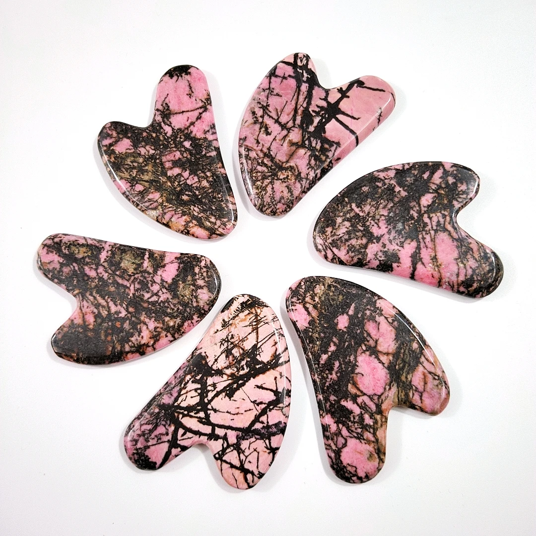 

Wholesale rhodonite jasper heart gua sha board custom massage tools