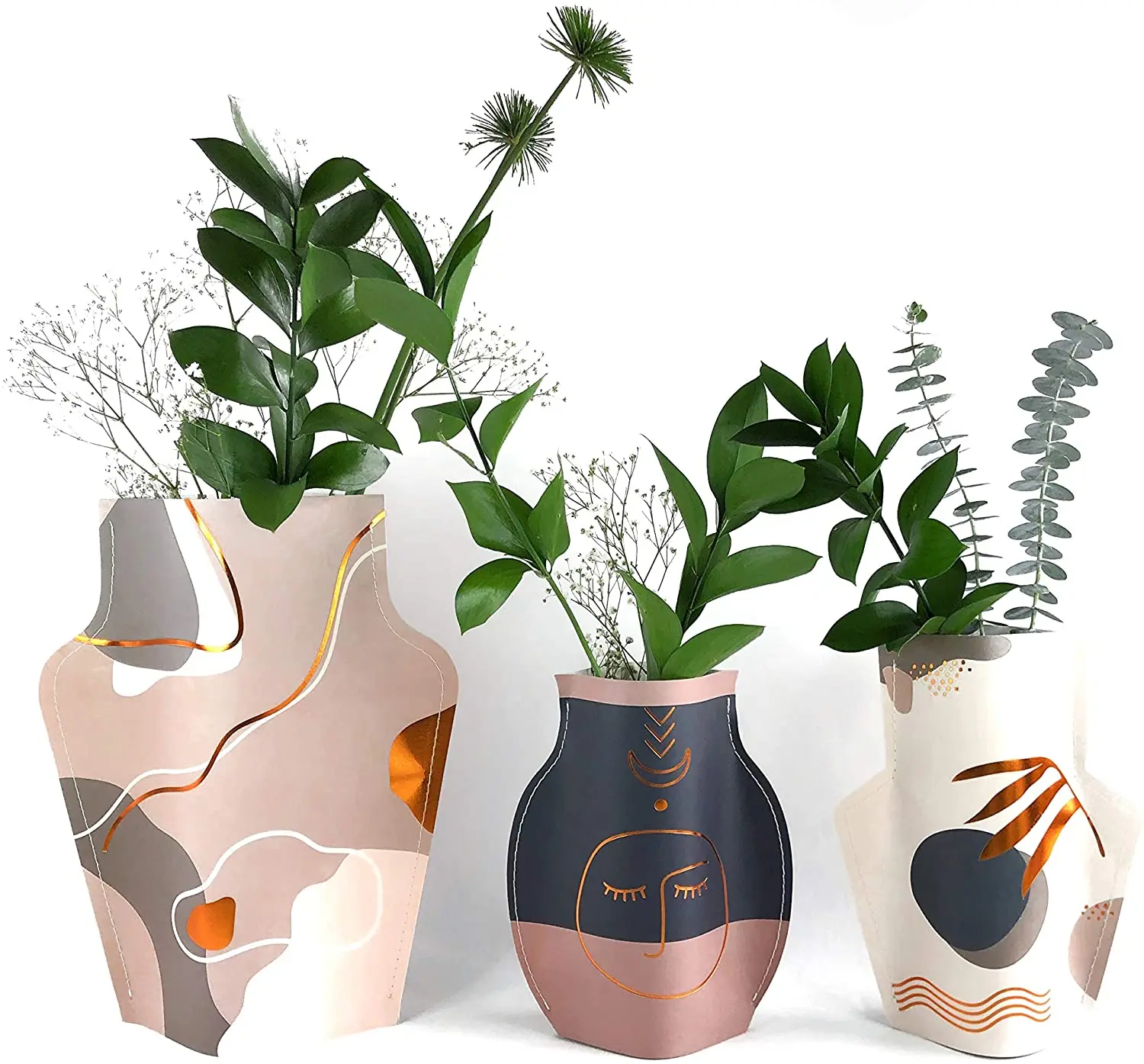 

OEM Modern Home Decor Colapsible Reusable Planter Gift Paper Flower Vase Set