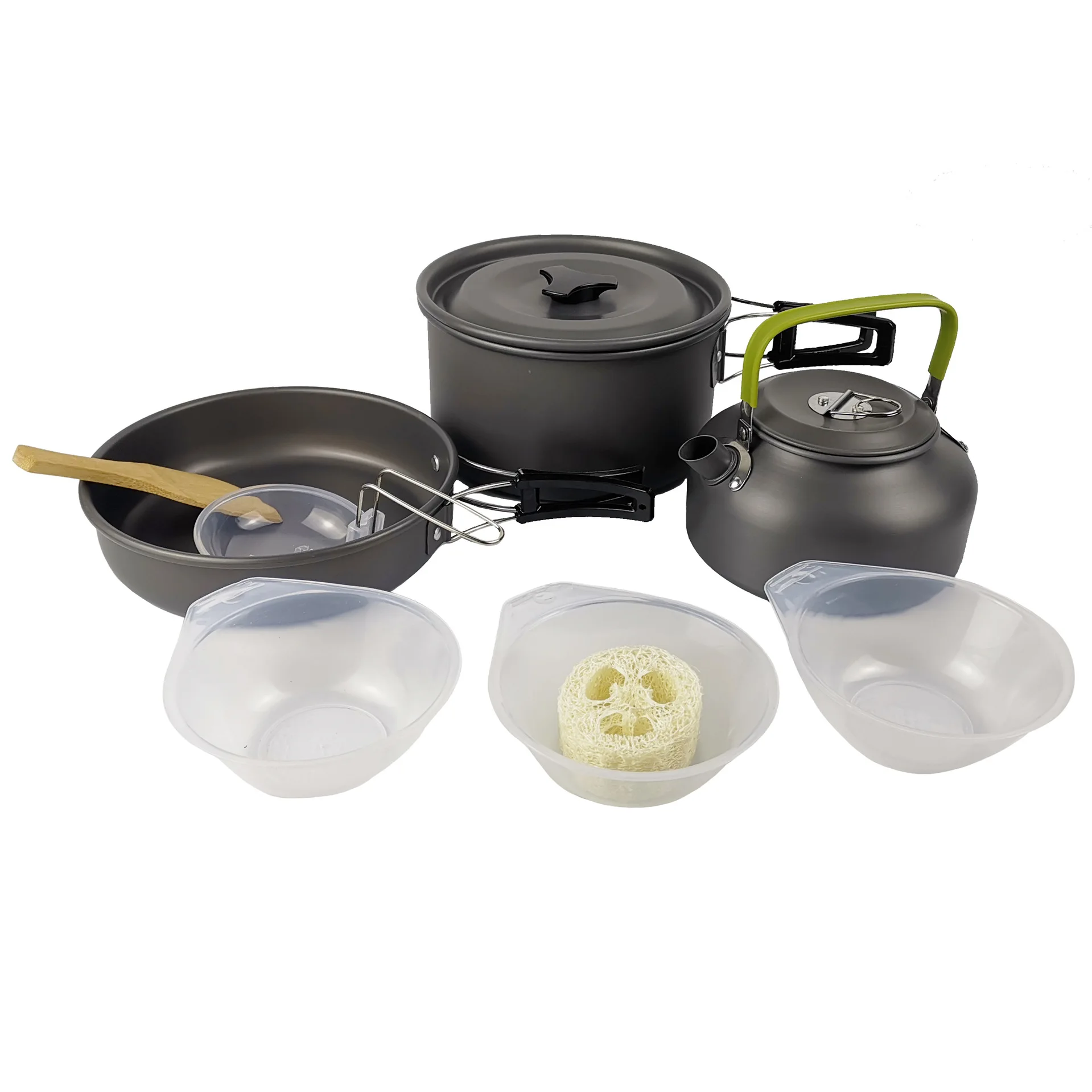

outdoor Picnic Hiking Utensils Camping Cooking Set Cookware Portable Camp Tool Folding Dinnerware Set, Green,orange