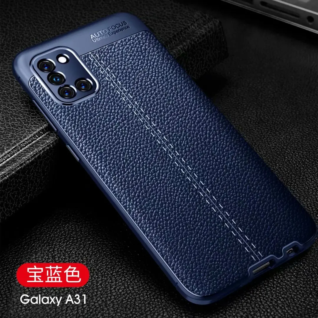 

For Samsung Galaxy A31 Case Luxury Ultra Leather Rugge Soft Shockproof Cover, As pictures