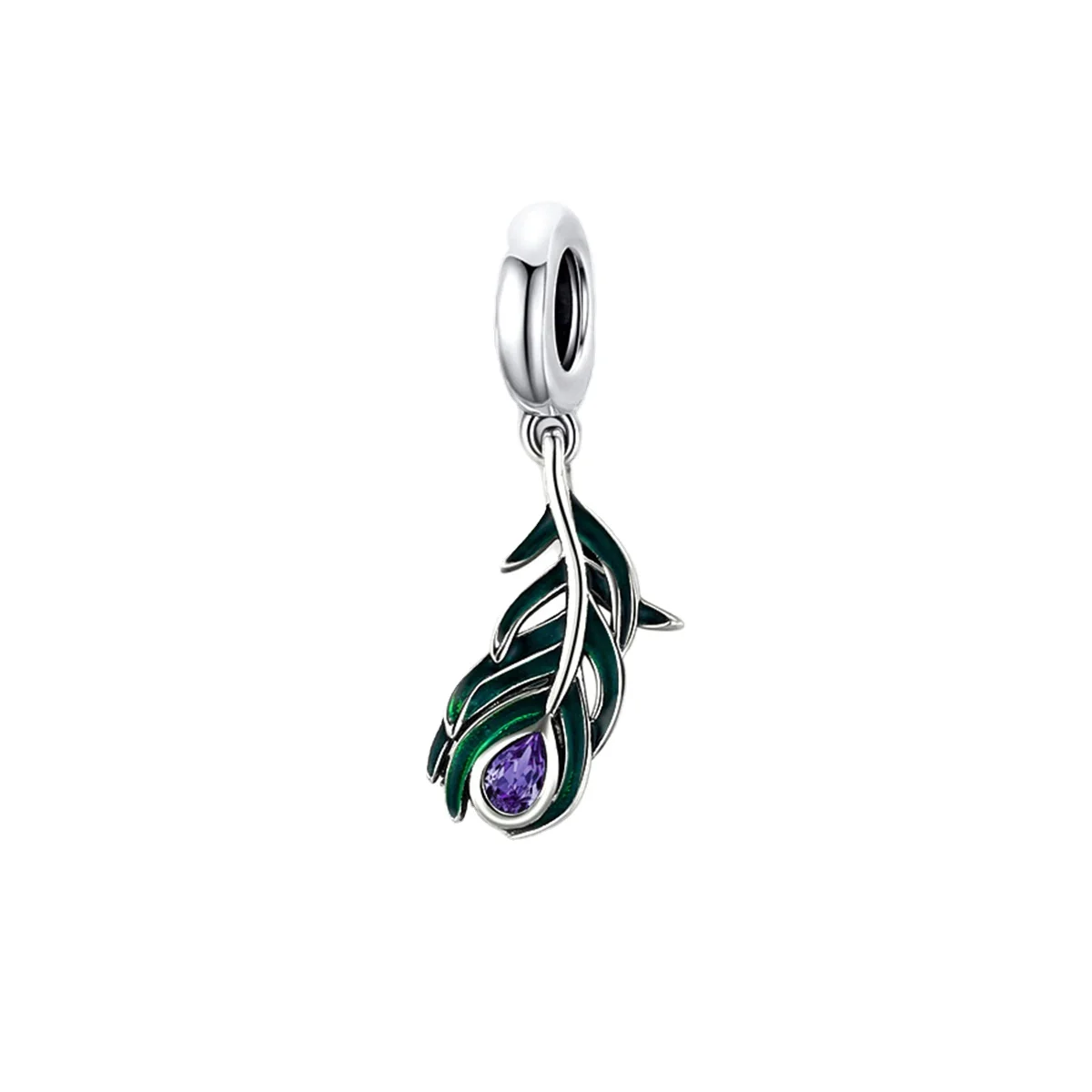 

Professional Custom 925 Sterling Silver Cubic Zirconia Jewelry Peacock Feather Pendant Charm Braclets Making
