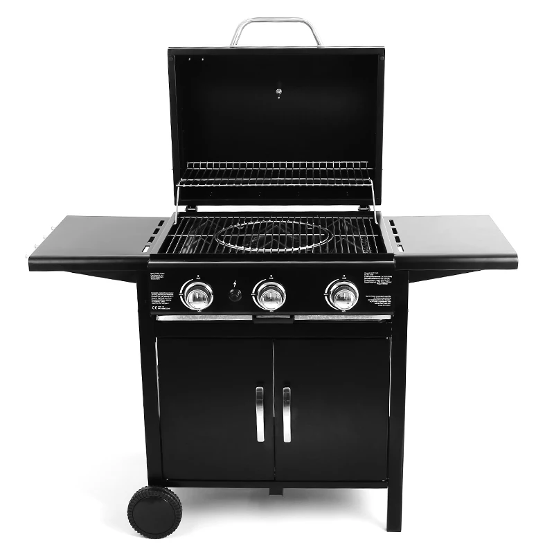 

CE Approve BBQ Gas Grill Auto Ignition 3 Main Burner BBQ Gas Grill Barbecue Machine For Outdoor BBQ