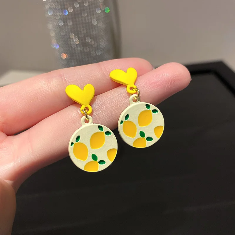 

wholesale earrings charms yellow fruit korean resin earrings