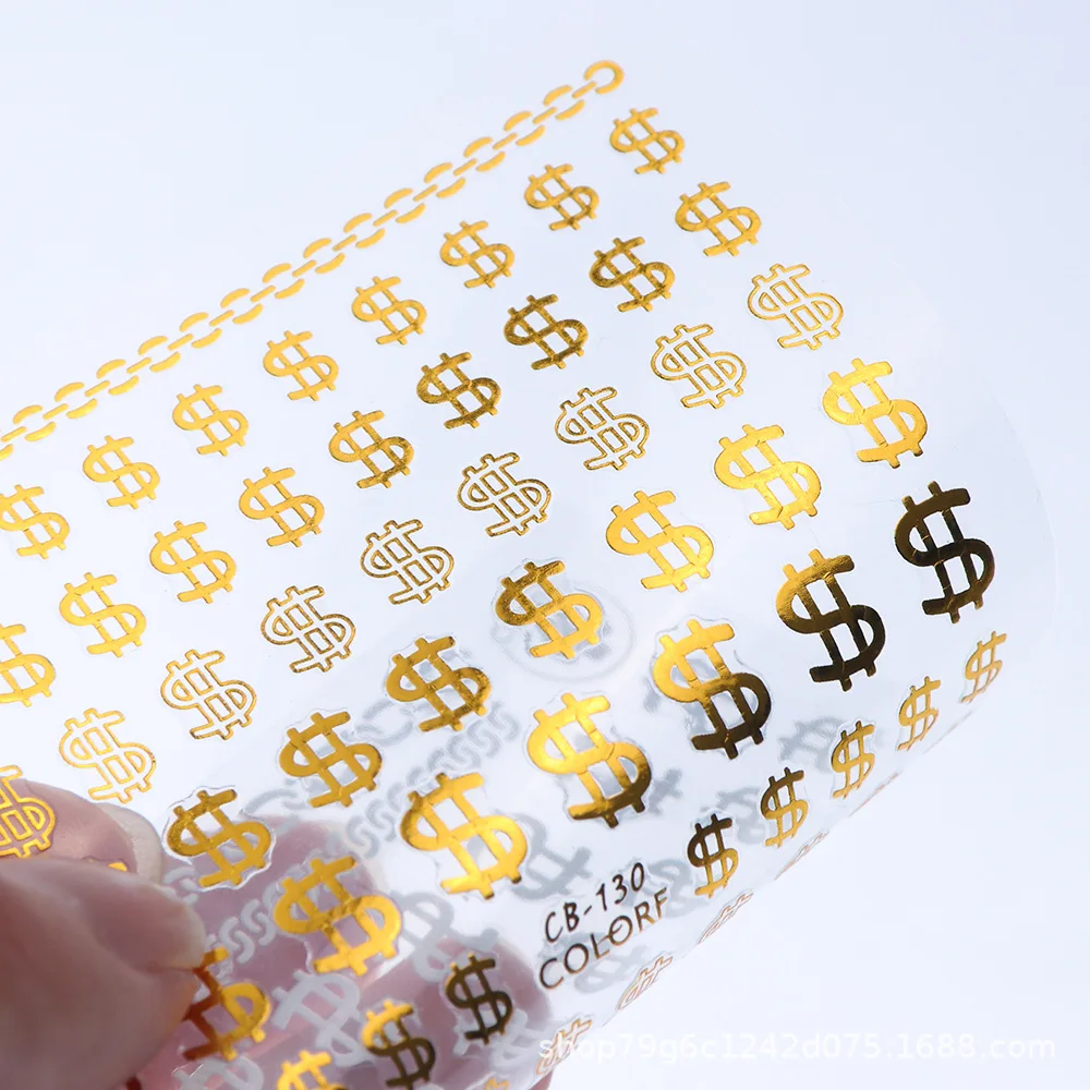 

Dollar $ Sign Hot Sale Nail Transfer Manicure Adhesive Decoration Decal Stripes Nail Art Sticker, $ style mutiple-color as picture