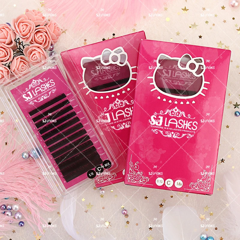 

Wholesale eyelash extensions Individual easy fanning lashes Private label, Black