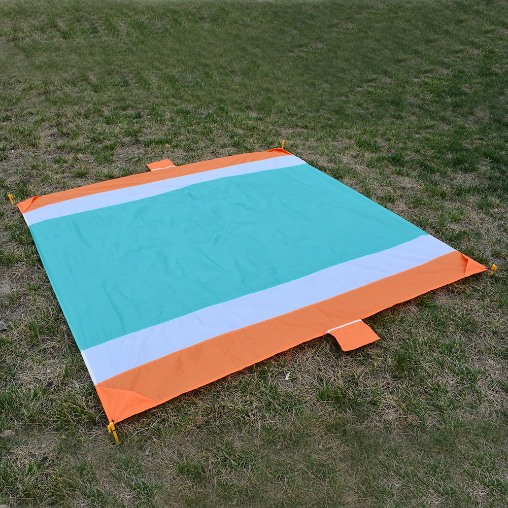 

Portable Oversized Outdoor Beach Mat with Stakes and Carabiner, Customized