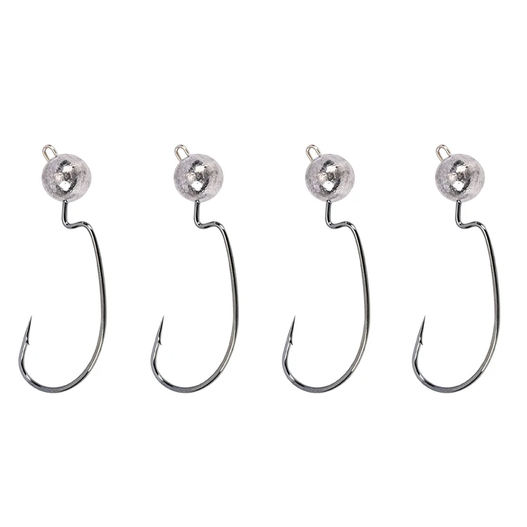 

Primary color wide belly crank lead head curve shank fishing 14# size fish hooks steel stainless, Black chrome / tin