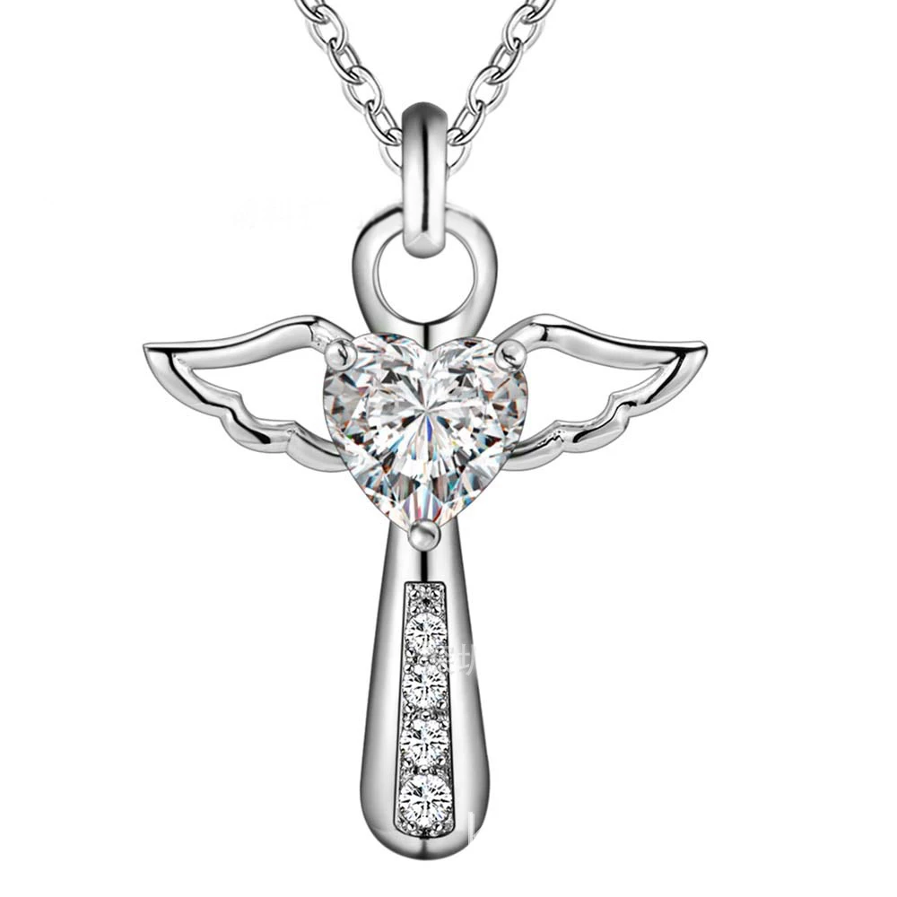 

Fashion Cross White Purple Zircon Crystal Pendant Necklace