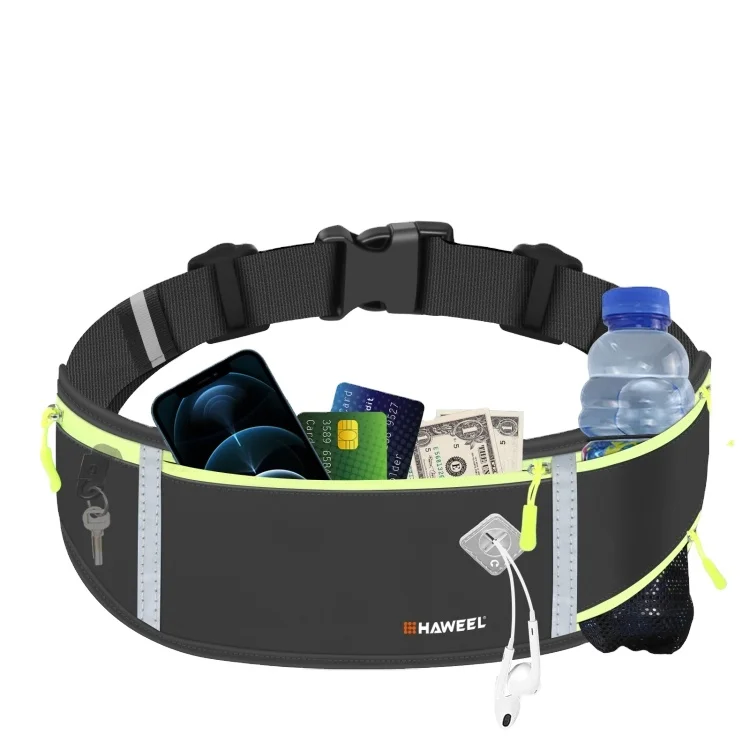 

New Arrival Bulk Stock HAWEEL Running Belt Waist Fanny Pack Bag Sports Waterproof Waist Phone Pocket(Black)
