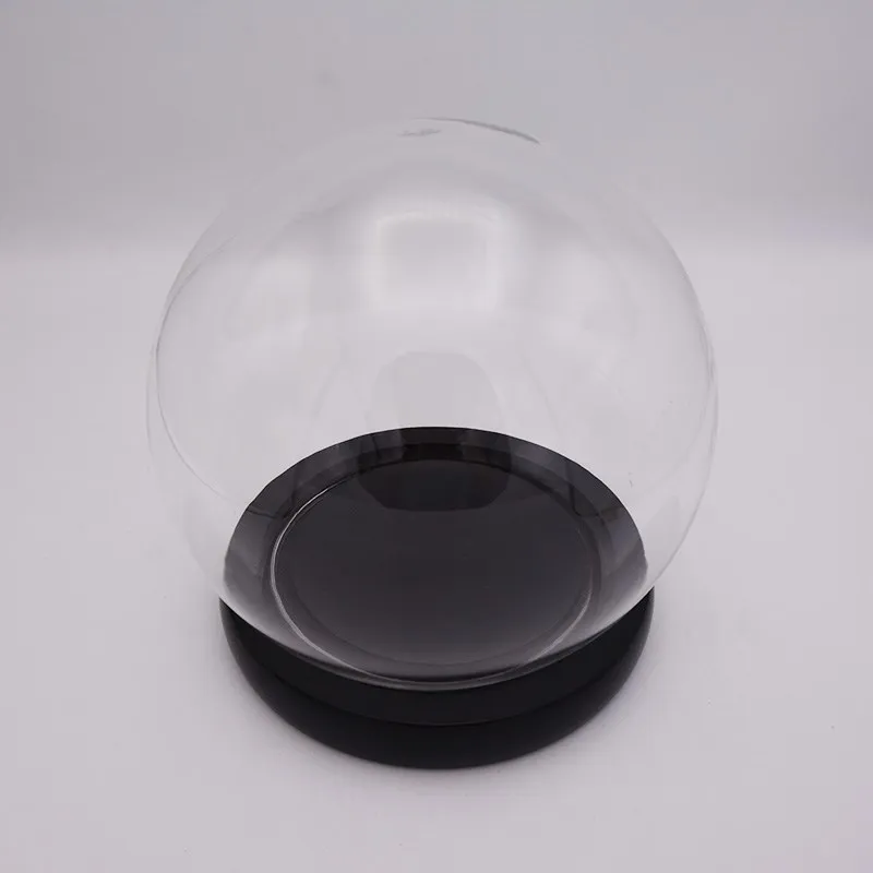 
15*15cm Round clear glass dome with wood base 