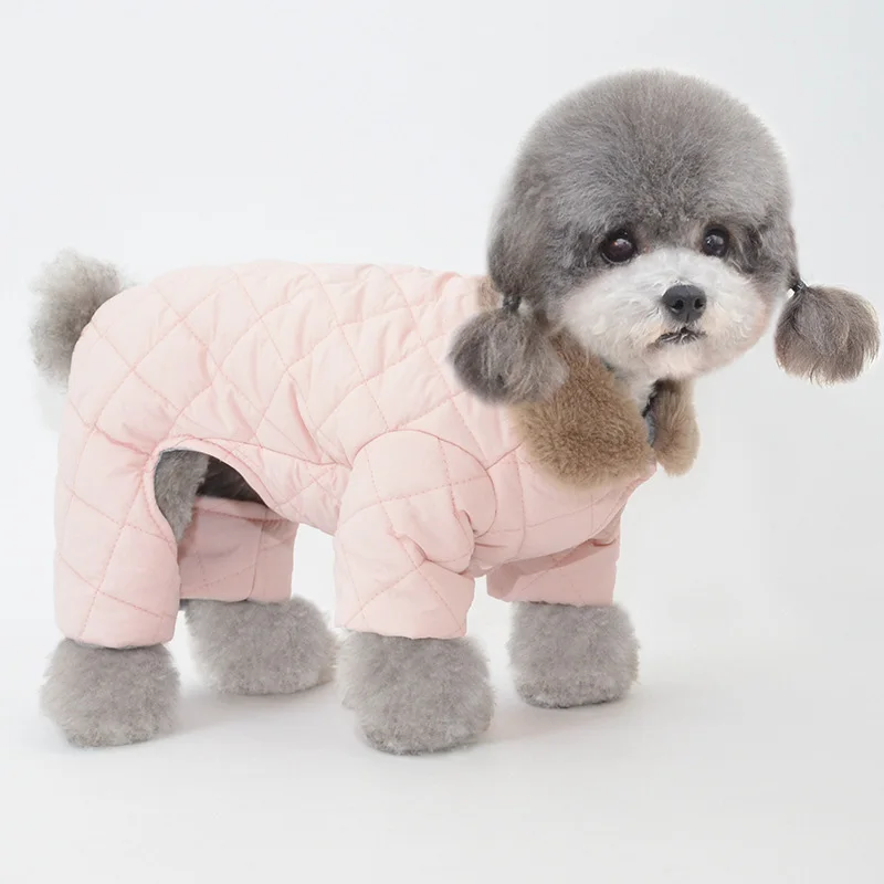 

Hot Sale Solid Color Cotton Dog Clothes For Winter, Pink/brown