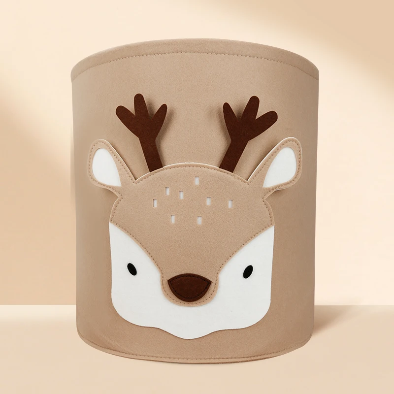 

Cute Animal Design Round Felt Basket for Kids Toy Storage, Customized