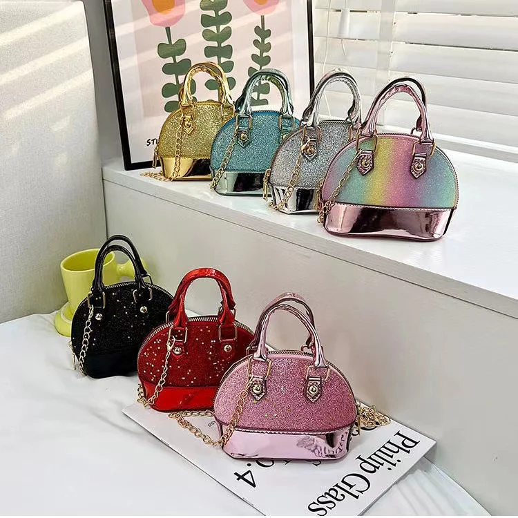 

Cute Handbags Toddler Kids Sequin Bag With Chain Girls Shinning Glitter Purse Children Mini Shoulder Bags, 7 colors