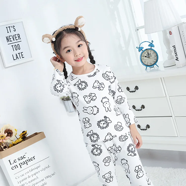 

Fashion girl boy long sleeved suits cotton kids pajamas wholesale garments 2 piece pajama set, Pictures shows