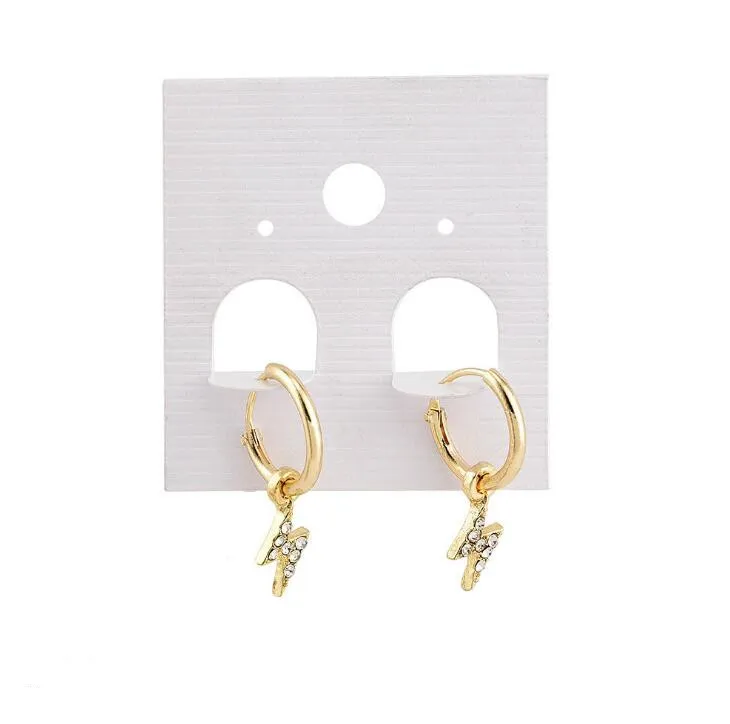 

Fashion Charm diamond copper circle lightning pendent hoop earrings Jewelry for women, Gold