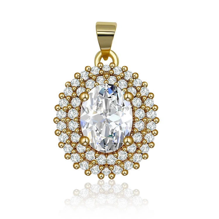 

Lotus Ice out diamond pendant gold plated jewelry wholesale zirconia jewelry