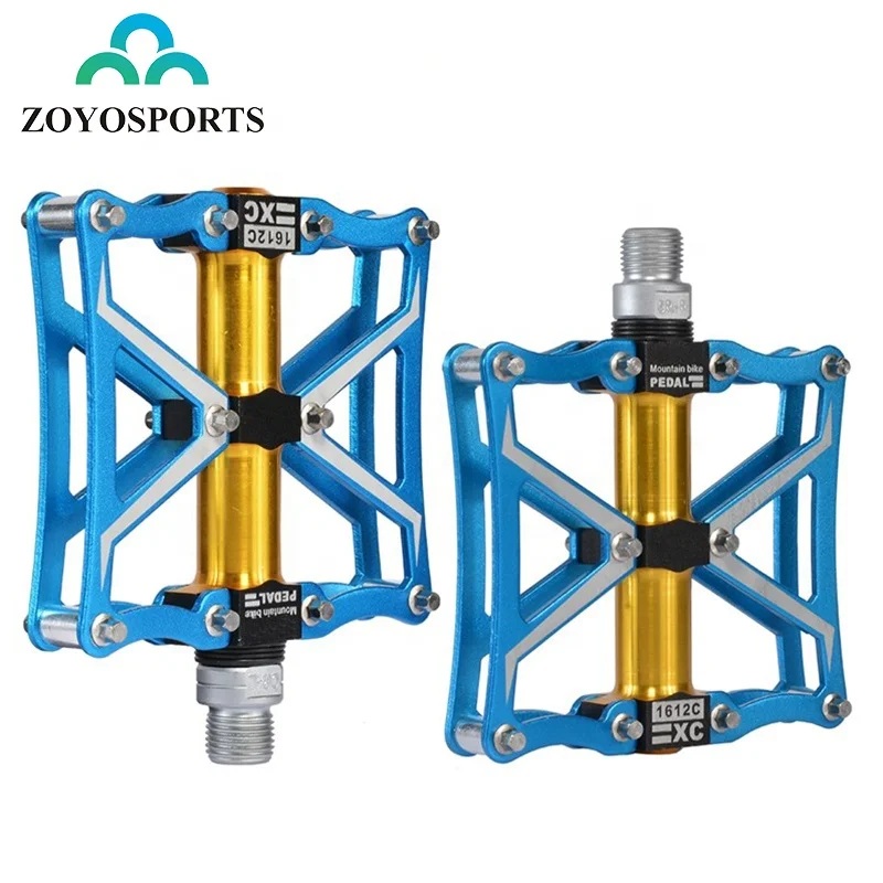 

ZOYOSPORTS Mountain Bike Pedals Axle Magnesium Pedals 3 Sealed bearings Spindle Ultralight Bicycle Cycling Road Bike Pedals, Black gold/red/blue/gold/titanium