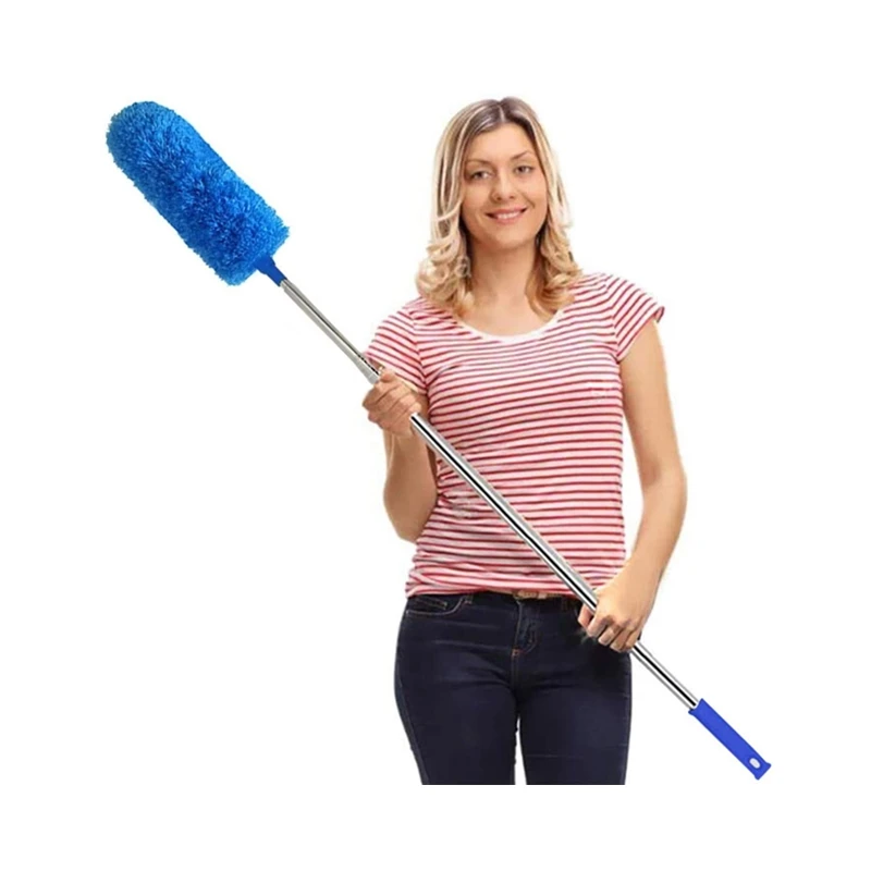 

Microfiber Feather Duster Extendable Cobweb Duster with 100 inches Extra Long Pole, Bendable Head & Scratch-Resistant Hat